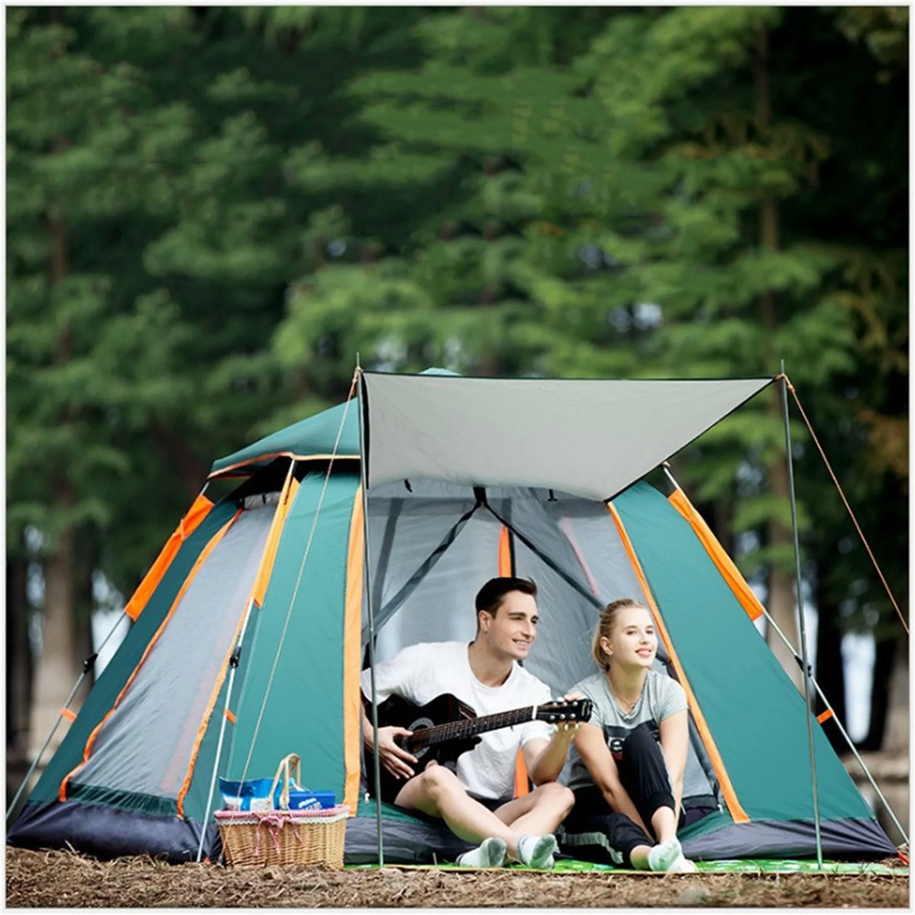 Single layer 2-3 person automatic tent