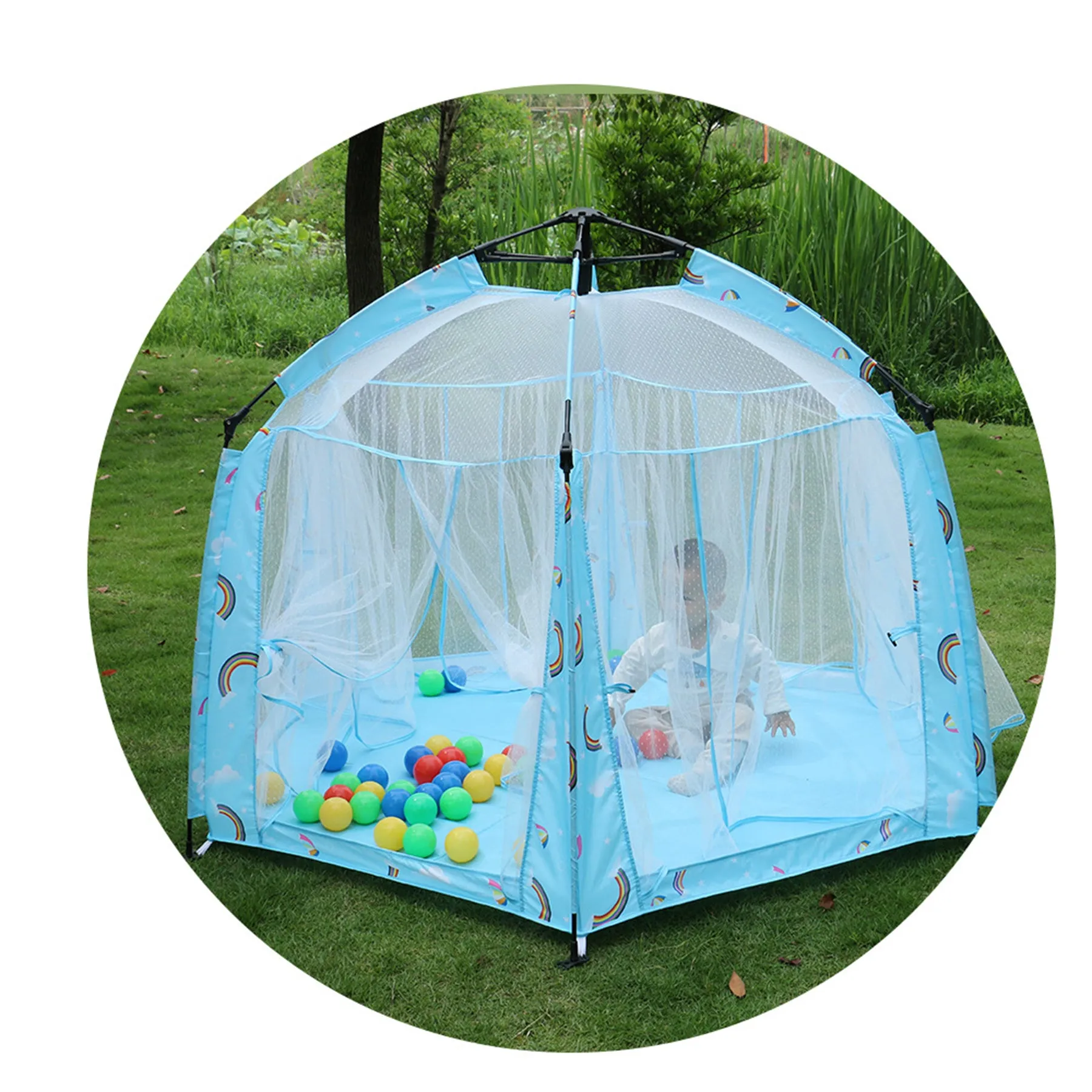Single layer 2-3 person children's folding tent