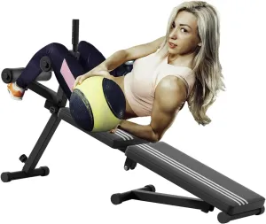 Sit Up Benches, Abs Workout Equipment, Foldable Hyperextension Roman Chair, Abdominal Gym Equipment,Utility Slant Board Exercise Benches for Strength Training and Home Gym Workouts Black