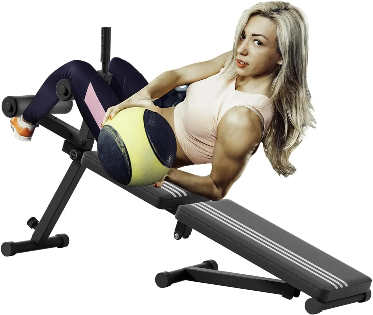 Sit Up Benches, Abs Workout Equipment, Foldable Hyperextension Roman Chair, Abdominal Gym Equipment,Utility Slant Board Exercise Benches for Strength Training and Home Gym Workouts Black
