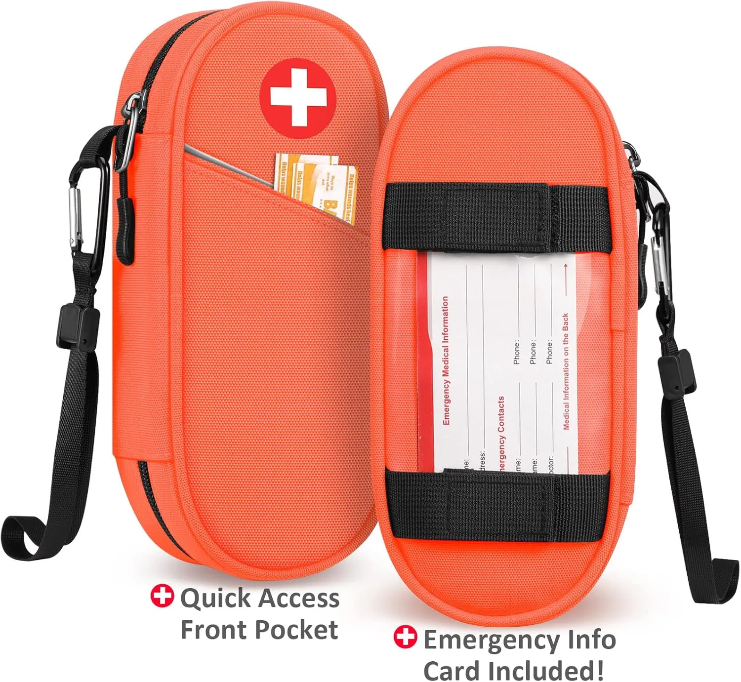 SITHON EpiPen Medical Carrying Case Insulated, Travel Medication Organizer Bag Emergency Medical Pouch Holds 2 EpiPens, Asthma Inhaler, Anti-Histamine, Auvi-Q, Allergy Medicine Essentials, Orange