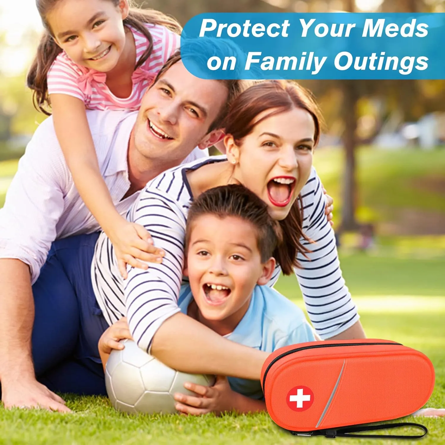 SITHON EpiPen Medical Carrying Case Insulated, Travel Medication Organizer Bag Emergency Medical Pouch Holds 2 EpiPens, Asthma Inhaler, Anti-Histamine, Auvi-Q, Allergy Medicine Essentials, Orange