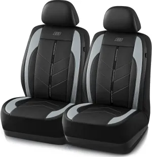 Skechers Car Seat Covers,Luxury Faux Leather Seat Covers,Waterproof Anti Slip Car Seat Protector Front Seats,Car Accessories Airbag Universal Fit for Most Cars,Vans,Trucks,SUV,Grey