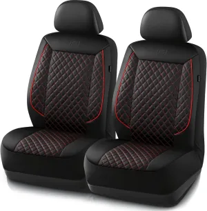 Skechers Car Seat Covers,Piping Luxury Faux Seat Covers,Waterproof Anti Slip Car Seat Protector Front Seats,Car Accessories Airbag Universal Fit for Most Cars,Vans,Trucks,SUV,Red