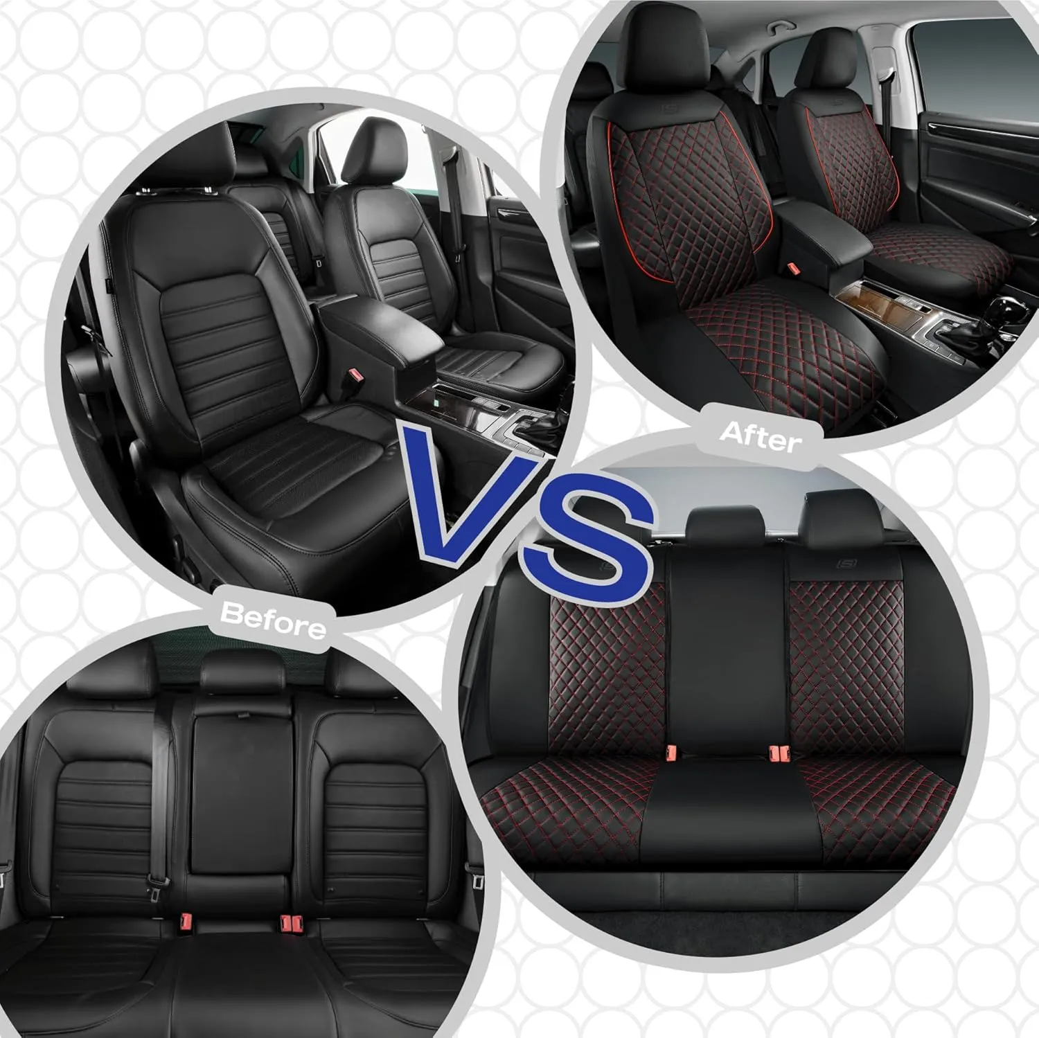 Skechers Car Seat Covers,Piping Luxury Faux Seat Covers,Waterproof Anti Slip Car Seat Protector Front Seats,Car Accessories Airbag Universal Fit for Most Cars,Vans,Trucks,SUV,Red