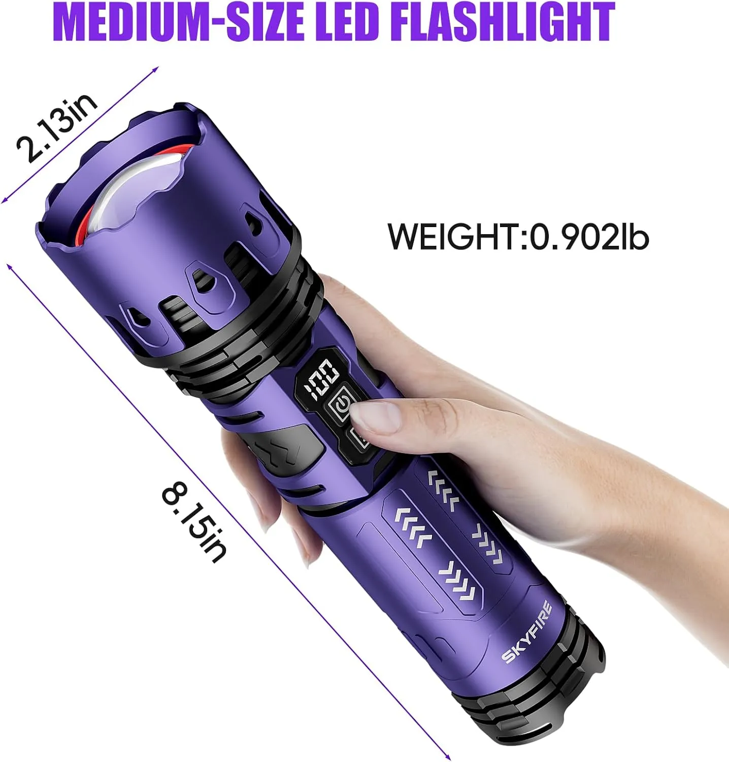 SKYFIRE Flashlights High Lumens, 5000LM Rechargeable Flashlights, Gifts for Men Dad Fathers Day, LED Flashlight with Camping Lights,Outdoor Super Bright Flashlight Handheld flashlights