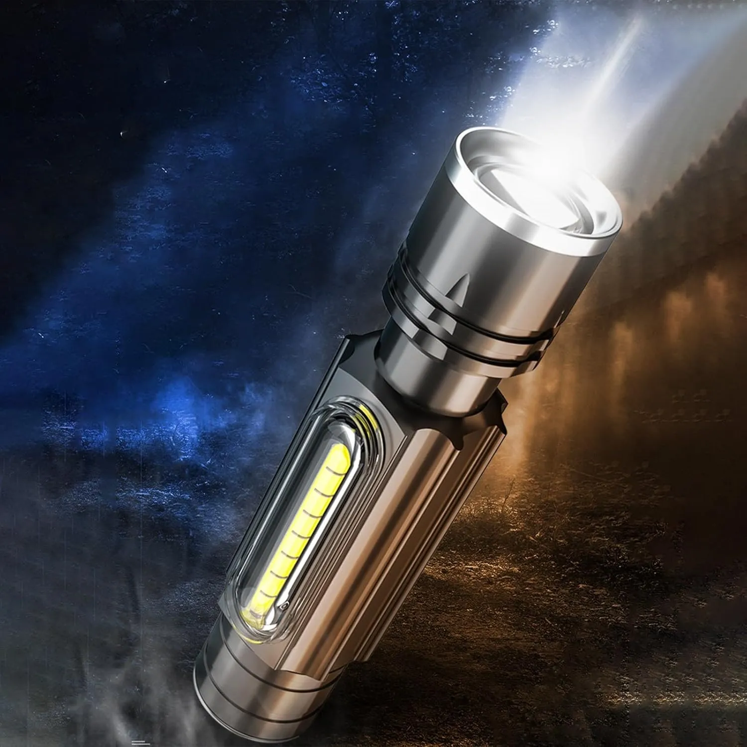 Small Flashlights, LED Flashlight - 1000 Lumens Super Bright Flashlight, Zoomable, Newly Rechargeable Flashlight with 4 Modes, Powerful Handheld Flashlight