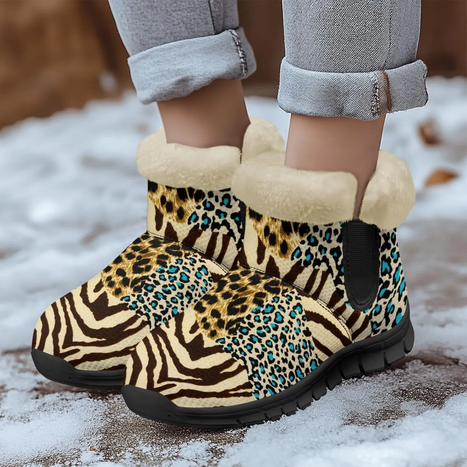 Snow Boots for Women -Fashion Winter Warm Snow Boots Anti-Slip outdoor Furry bootie for men women