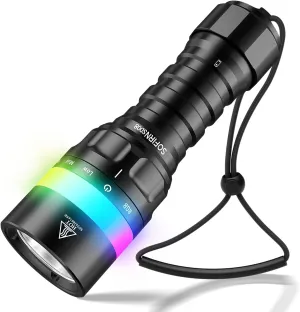 Sofirn SD08 Dive Light, 3200lm Bright Scuba Diving Flashlight, Long Runtime for Multiple Dives, with Long-Range Light, Signal Ring, Rechargeable Battery, Easy Twist On/Off, Pro Grade Underwater Gear