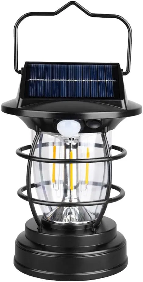 Solar Powered Outdoor Portable Rechargeable Waterproof Camping Light Hand-held Light Emergency Light Reading Light Flashlight Suitable for Backpacks and Hiking