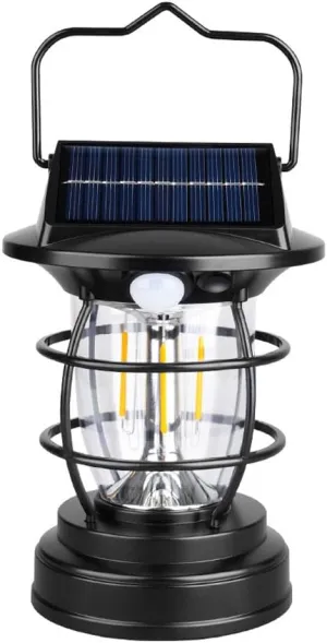 Solar Powered Outdoor Portable Rechargeable Waterproof Camping Light Hand-held Light Emergency Light Reading Light Flashlight Suitable for Backpacks and Hiking