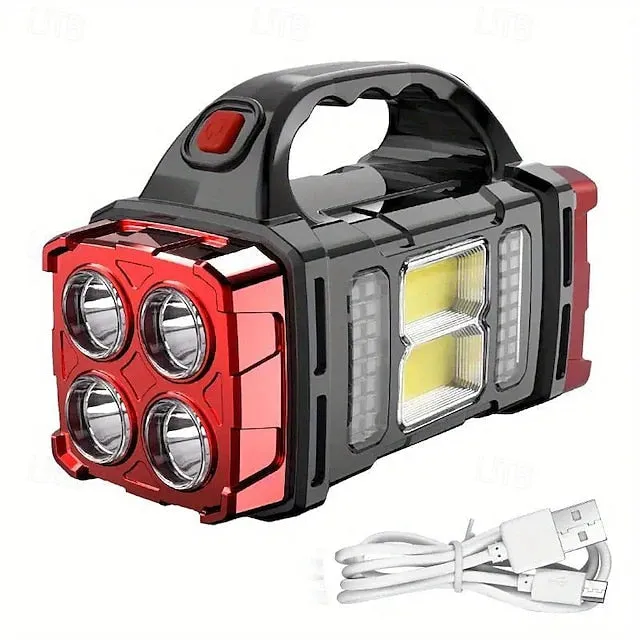 Solar Powered Tactical LED Camping Light - 500 Lumens USB Rechargeable Flashlight, Water Repellent, Long-Range, Multi-Function Outdoor Torch for Outdoor Camping