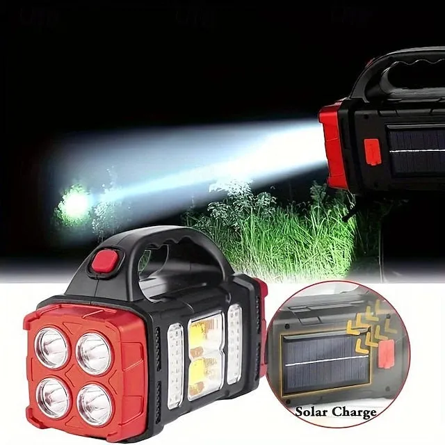Solar Powered Tactical LED Camping Light - 500 Lumens USB Rechargeable Flashlight, Water Repellent, Long-Range, Multi-Function Outdoor Torch for Outdoor Camping