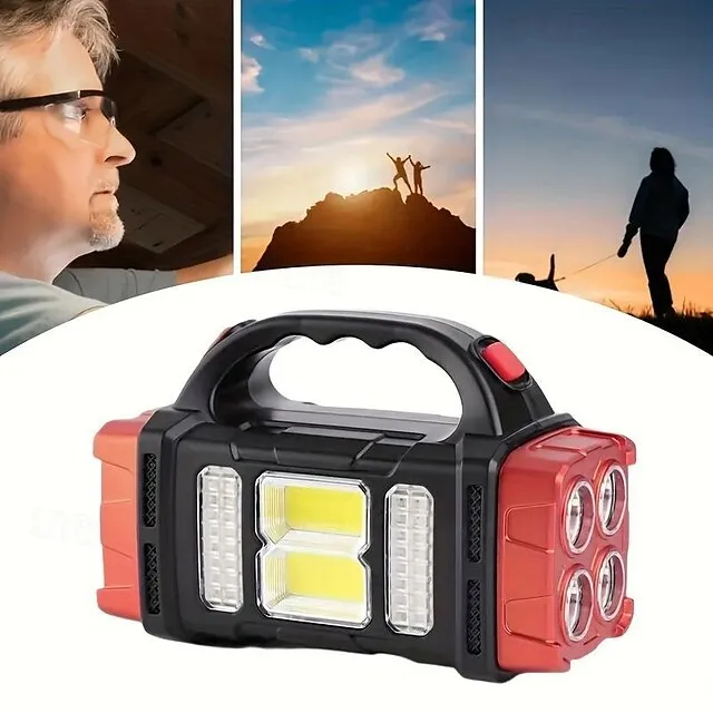 Solar Powered Tactical LED Camping Light - 500 Lumens USB Rechargeable Flashlight, Water Repellent, Long-Range, Multi-Function Outdoor Torch for Outdoor Camping