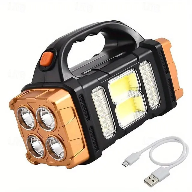 Solar Powered Tactical LED Camping Light - 500 Lumens USB Rechargeable Flashlight, Water Repellent, Long-Range, Multi-Function Outdoor Torch for Outdoor Camping