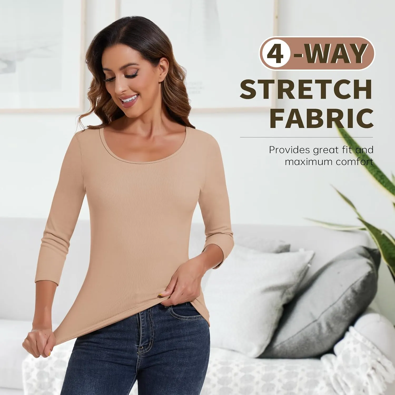 Soneven Thermal Shirts for Women Base Layer Ultra Soft Fleece Lined Underwear for Winter Cold Weather