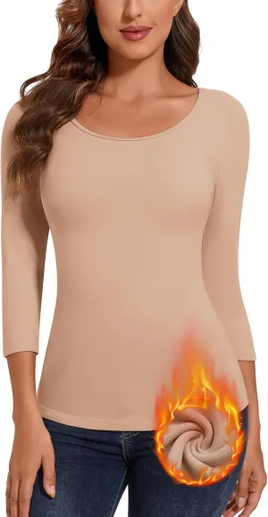 Soneven Thermal Shirts for Women Base Layer Ultra Soft Fleece Lined Underwear for Winter Cold Weather