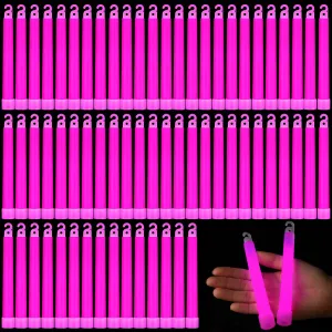 Sotiff 48 Pcs 6'' Pink Glow Sticks Bulk Large Pink Light Sticks Glow in the Dark Emergency Glowstick with 12 Hour Duration Bright Survival Glow Sticks for Party Concert Outdoor Camping Hiking Festival