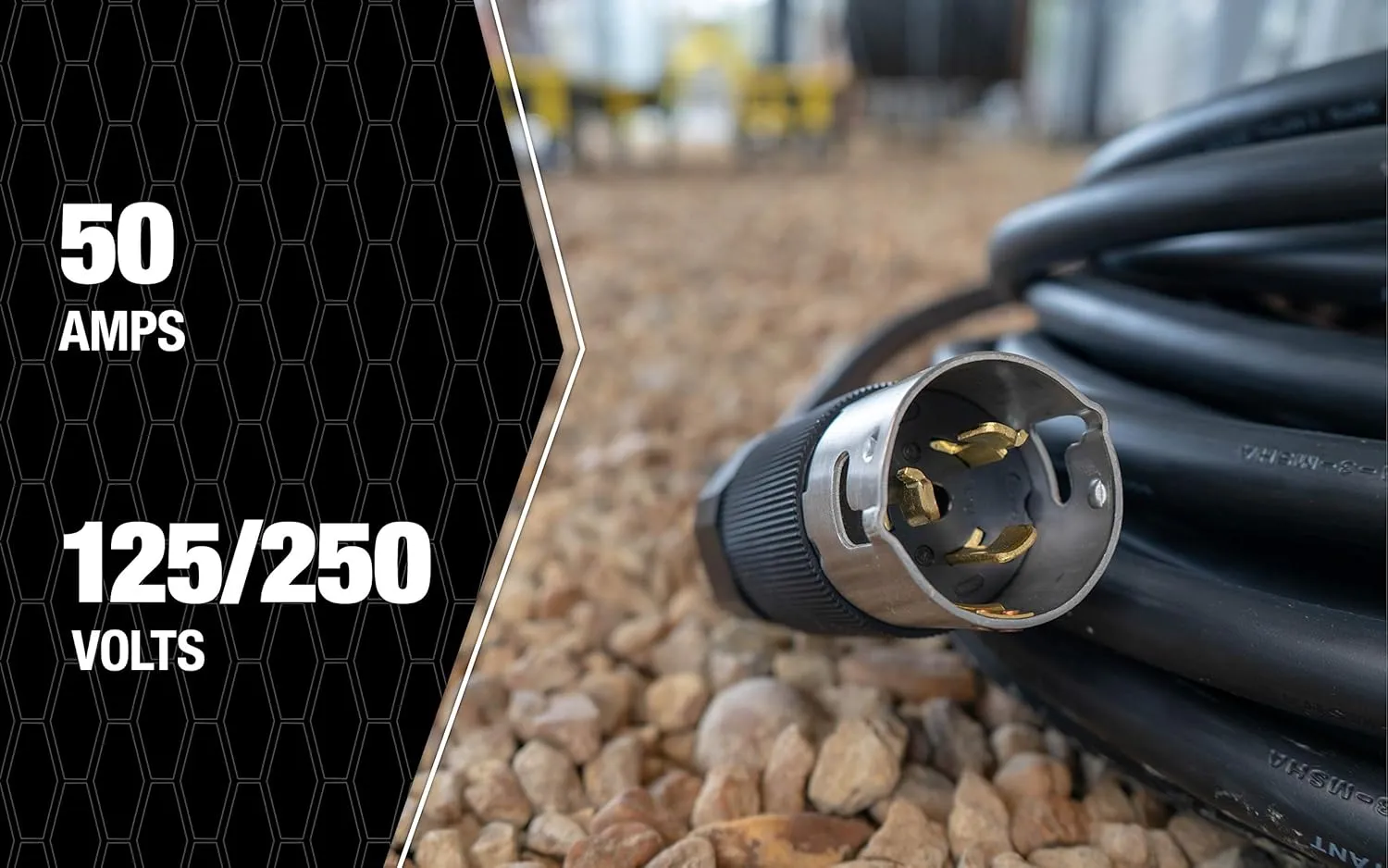 Southwire Extra Duty Outdoor Extension Cord, 50Ft, 8 Gauge, 50 AMP, Twist-to-Lock, Generator Cord, SEOW, Black, 19180008