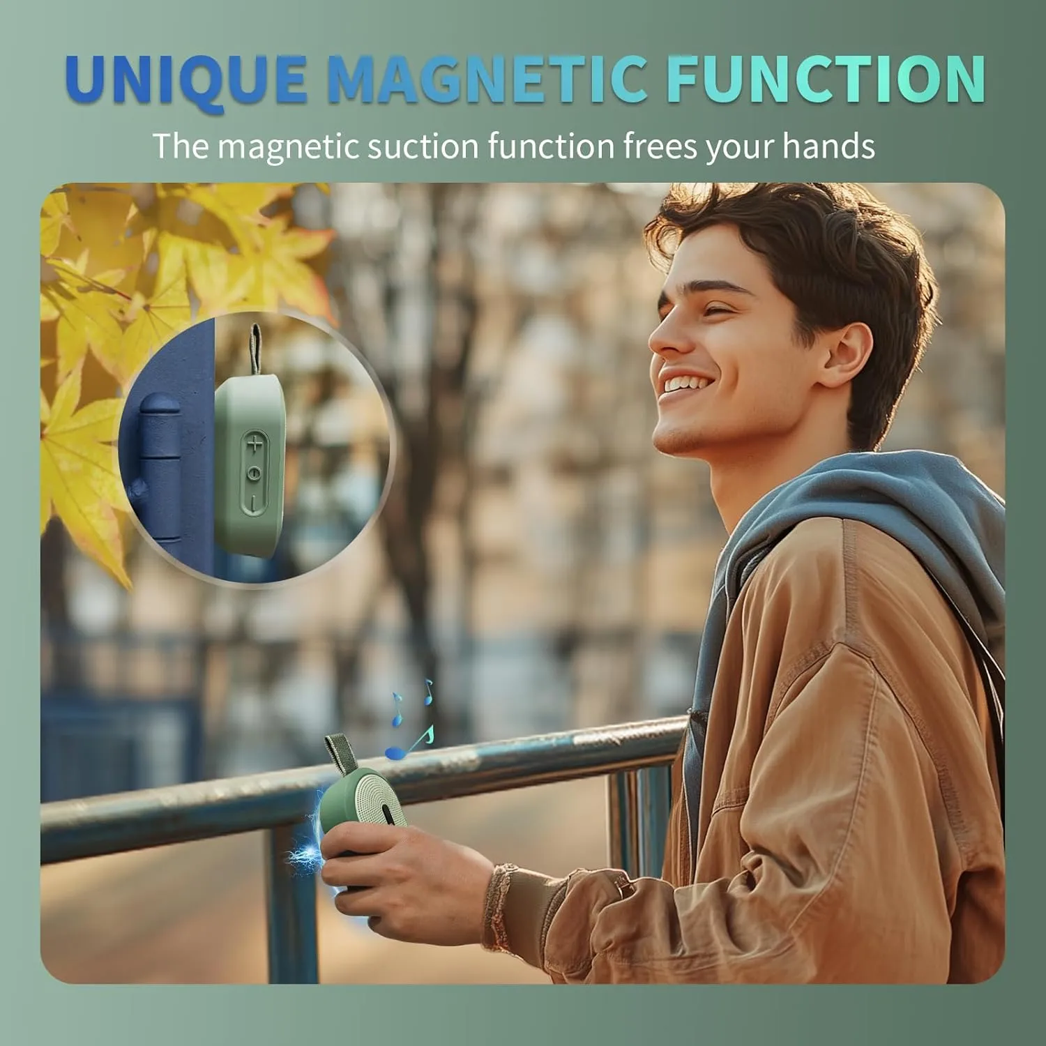 SOWO Wireless Portable Small Speaker, Ultra Magnetic Bluetooth Speaker for Golf Cart, Coverless IP67 Waterproof, 24 H Playtime, Pro Sound, Clip On Design for Outdoor, Indoor - Green
