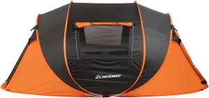 Spacious Camping Tent for Family Adventures, Quick Setup Design, Black and Orange, Fits 5-8 People