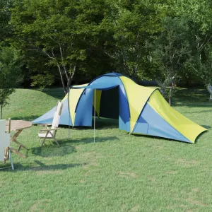 Spacious Camping Tent, Sleeps Up to 6 People, Two Rooms for Privacy, Easy Setup, Blue and Yellow