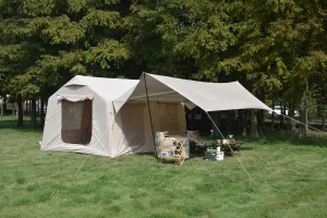 Spacious Inflatable Camping Tent with Canopy for Family Fun, Quick 5-Minute Setup, Waterproof & Design, Beige