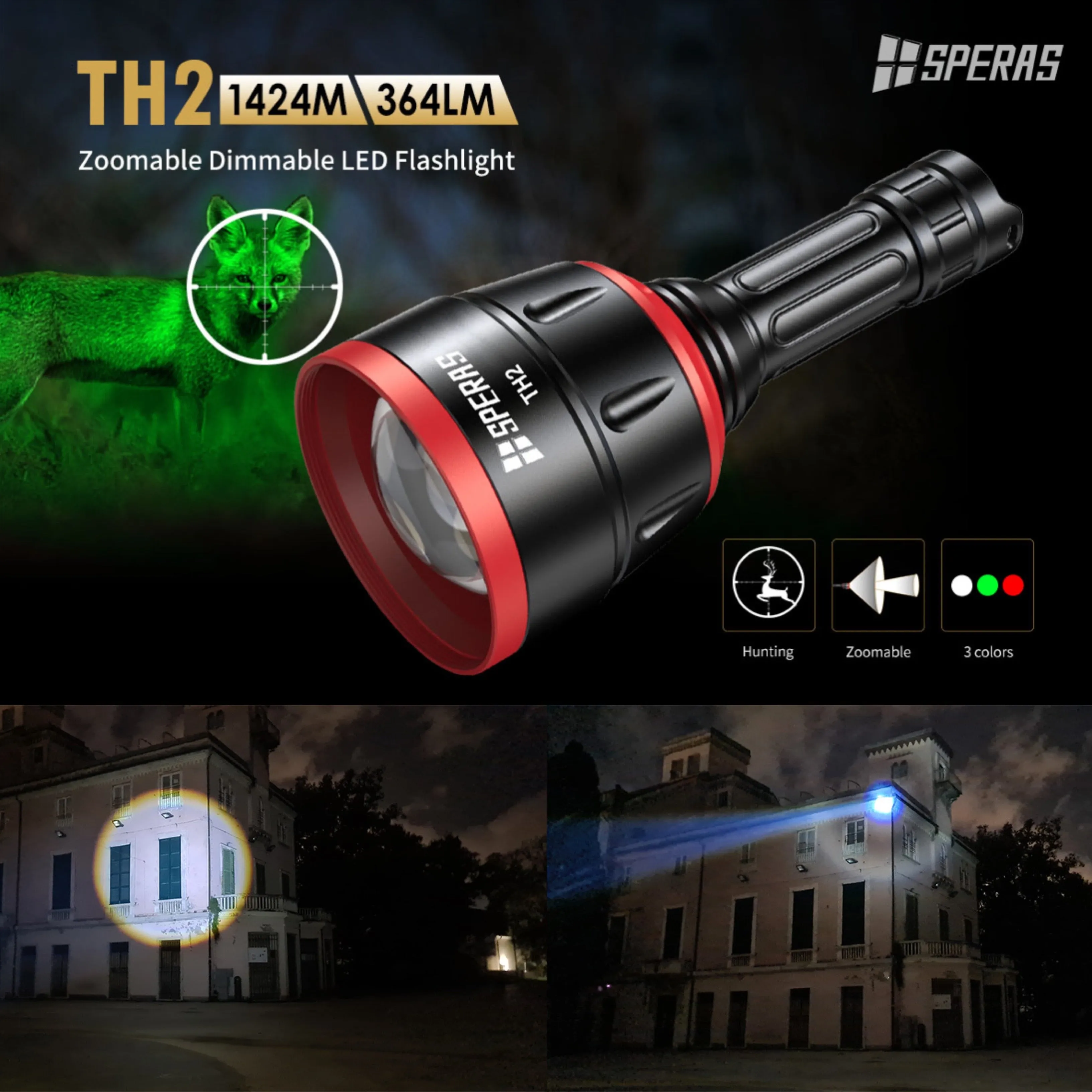 SPERAS TH2 Zoomable Tactical Flashlight