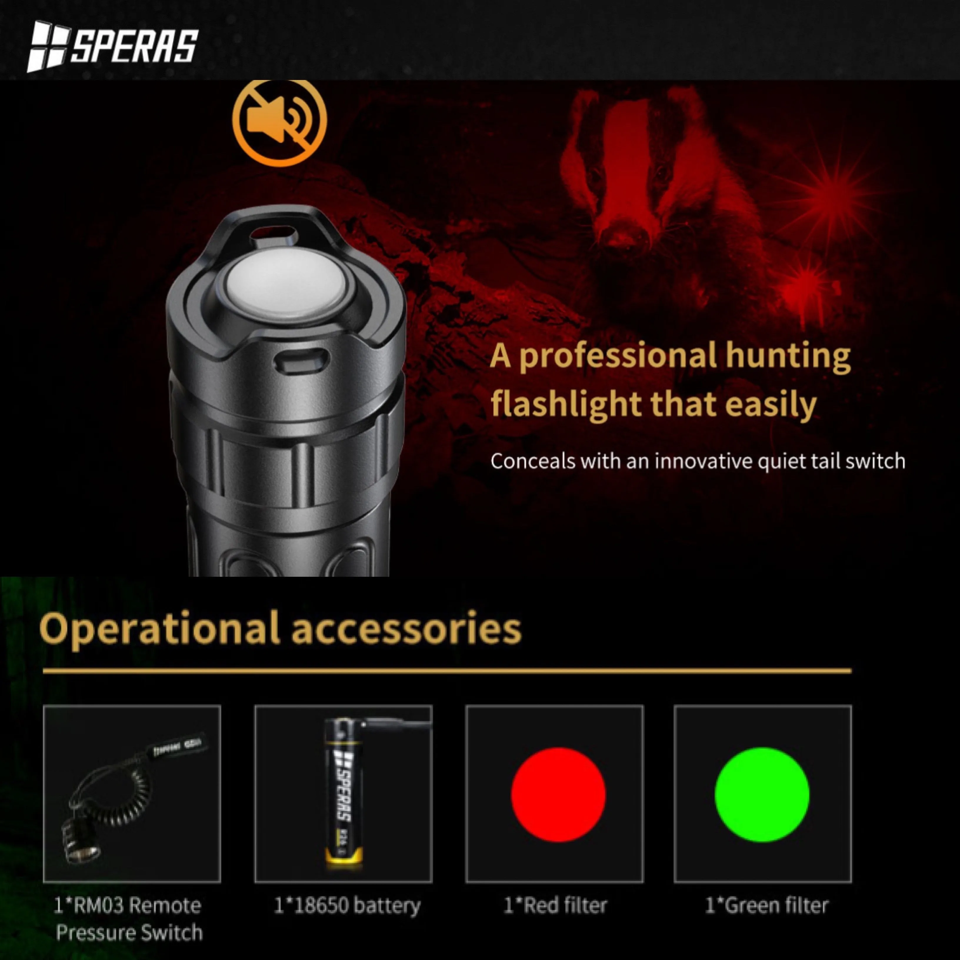 SPERAS TH2 Zoomable Tactical Flashlight