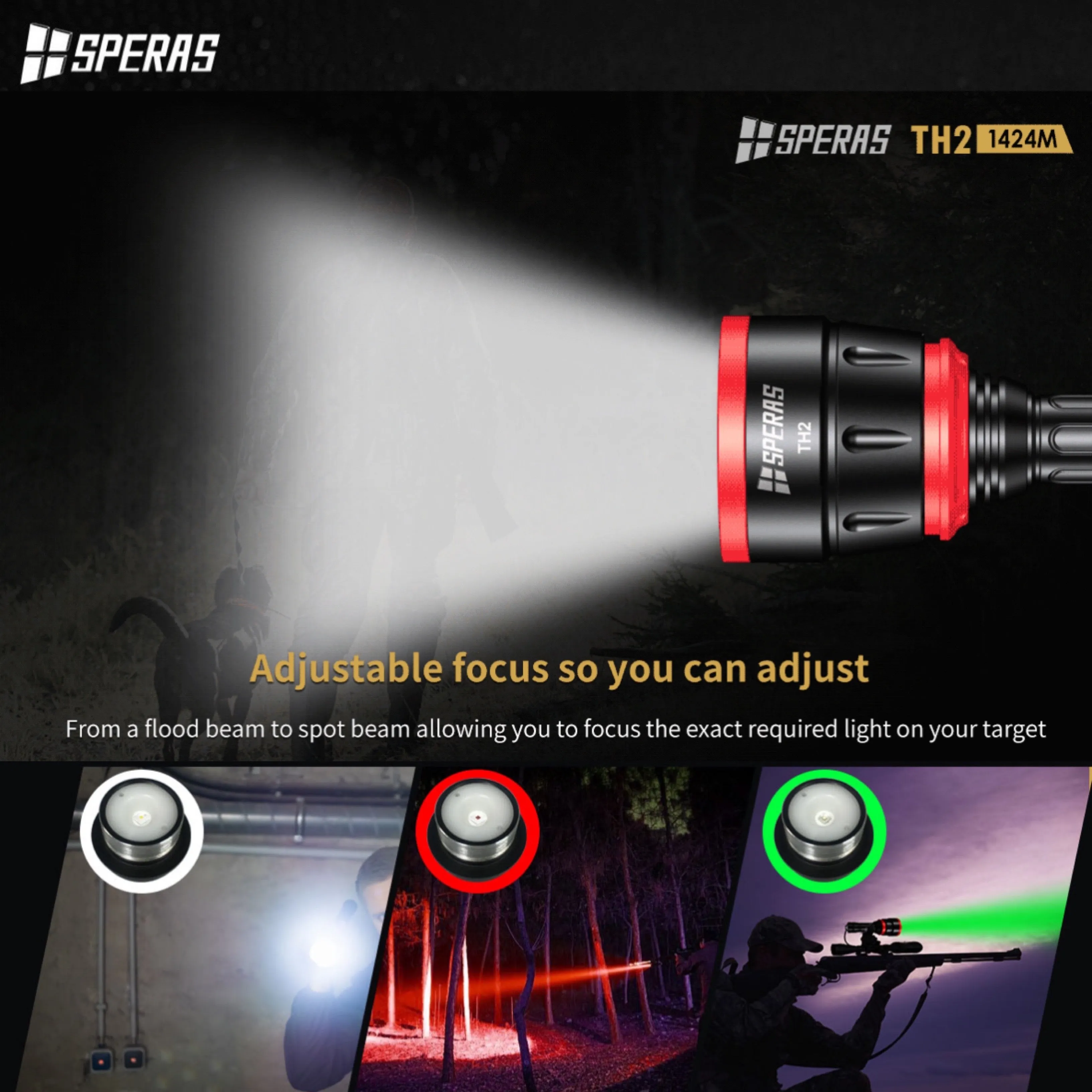 SPERAS TH2 Zoomable Tactical Flashlight