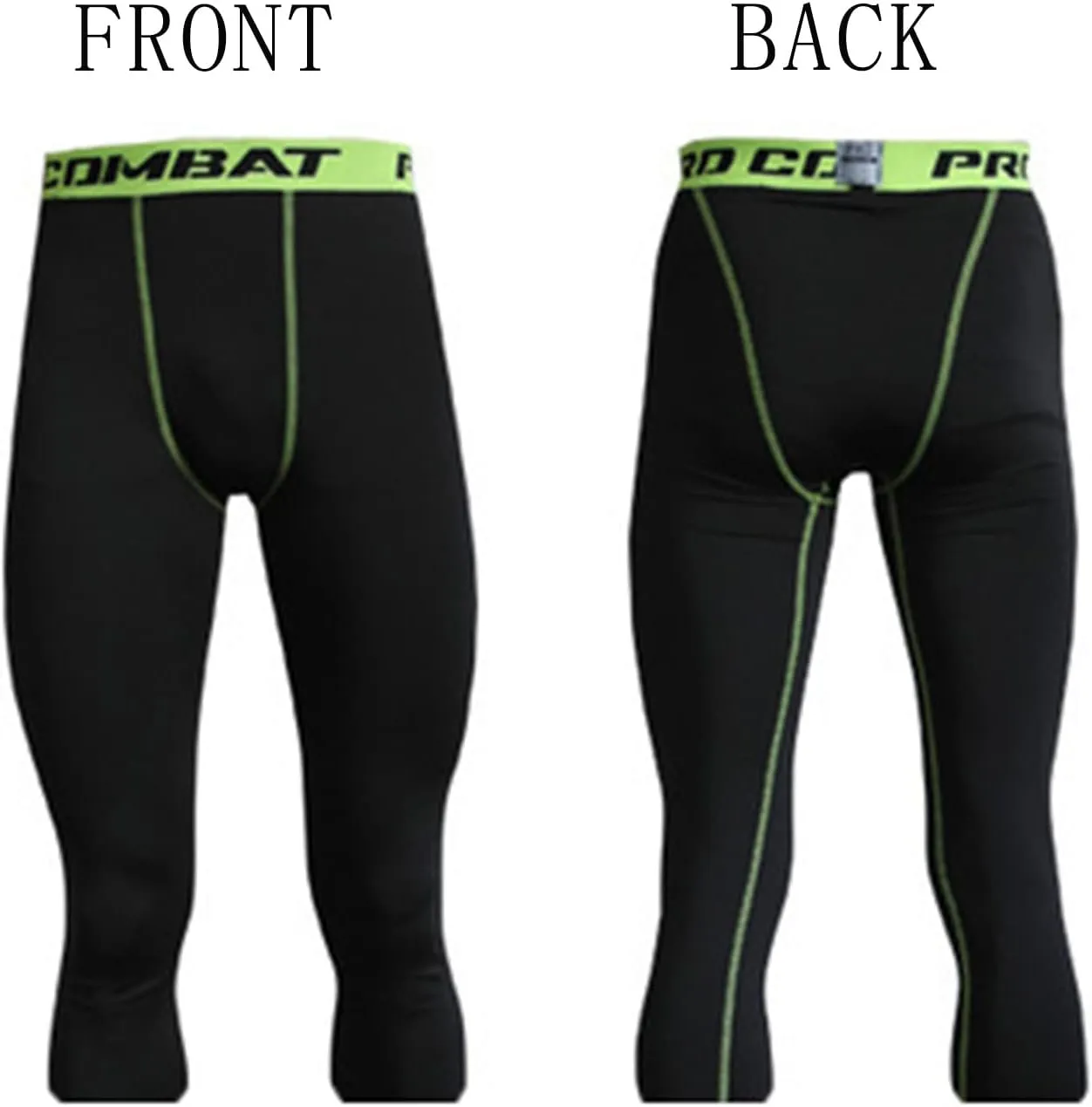 SS COLOR FISH 3 Pack 3/4 Men's Compression Pants Athletic Baselayer Workout Sports Running Legging Running Tights for Men