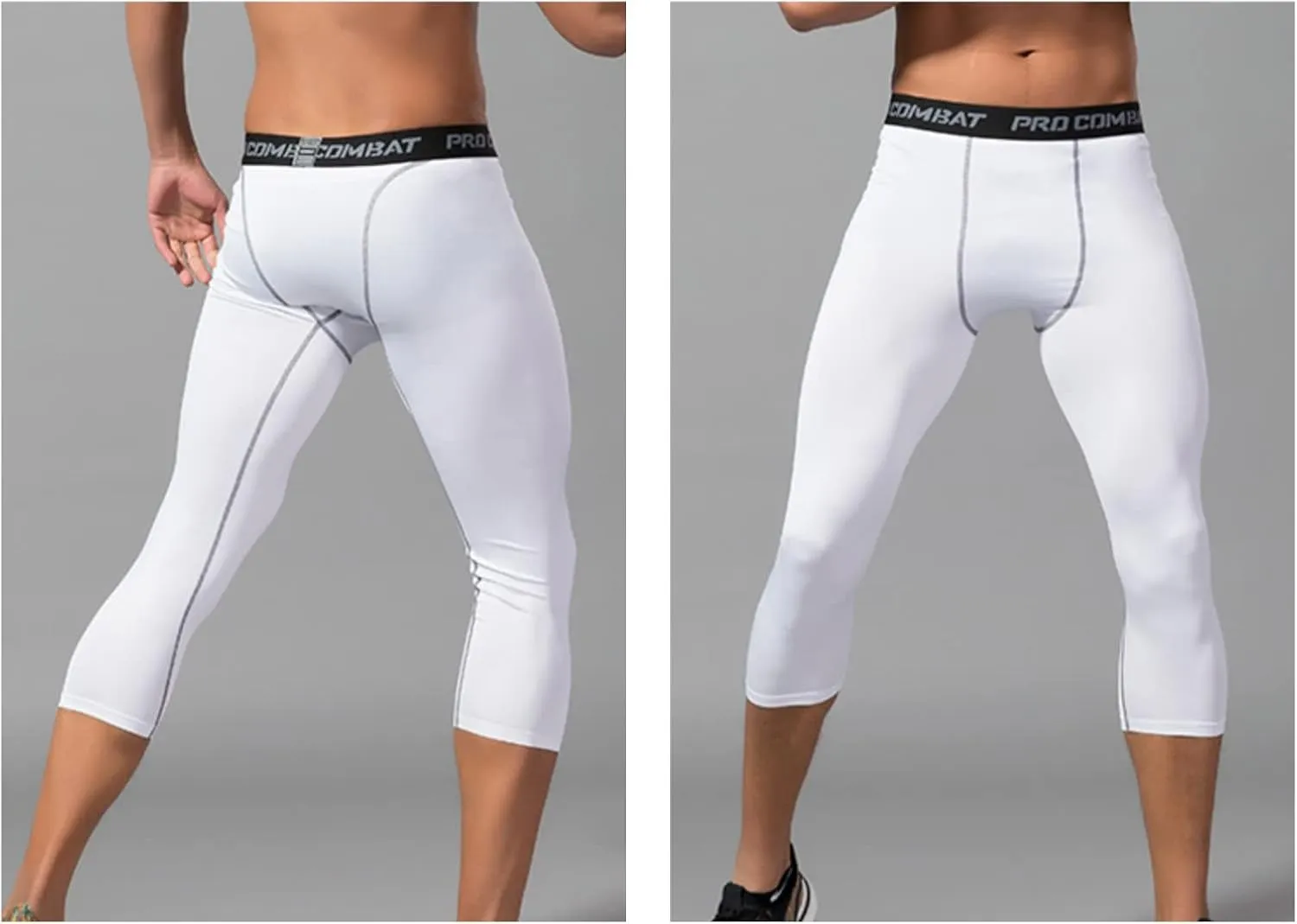 SS COLOR FISH 3 Pack 3/4 Men's Compression Pants Athletic Baselayer Workout Sports Running Legging Running Tights for Men