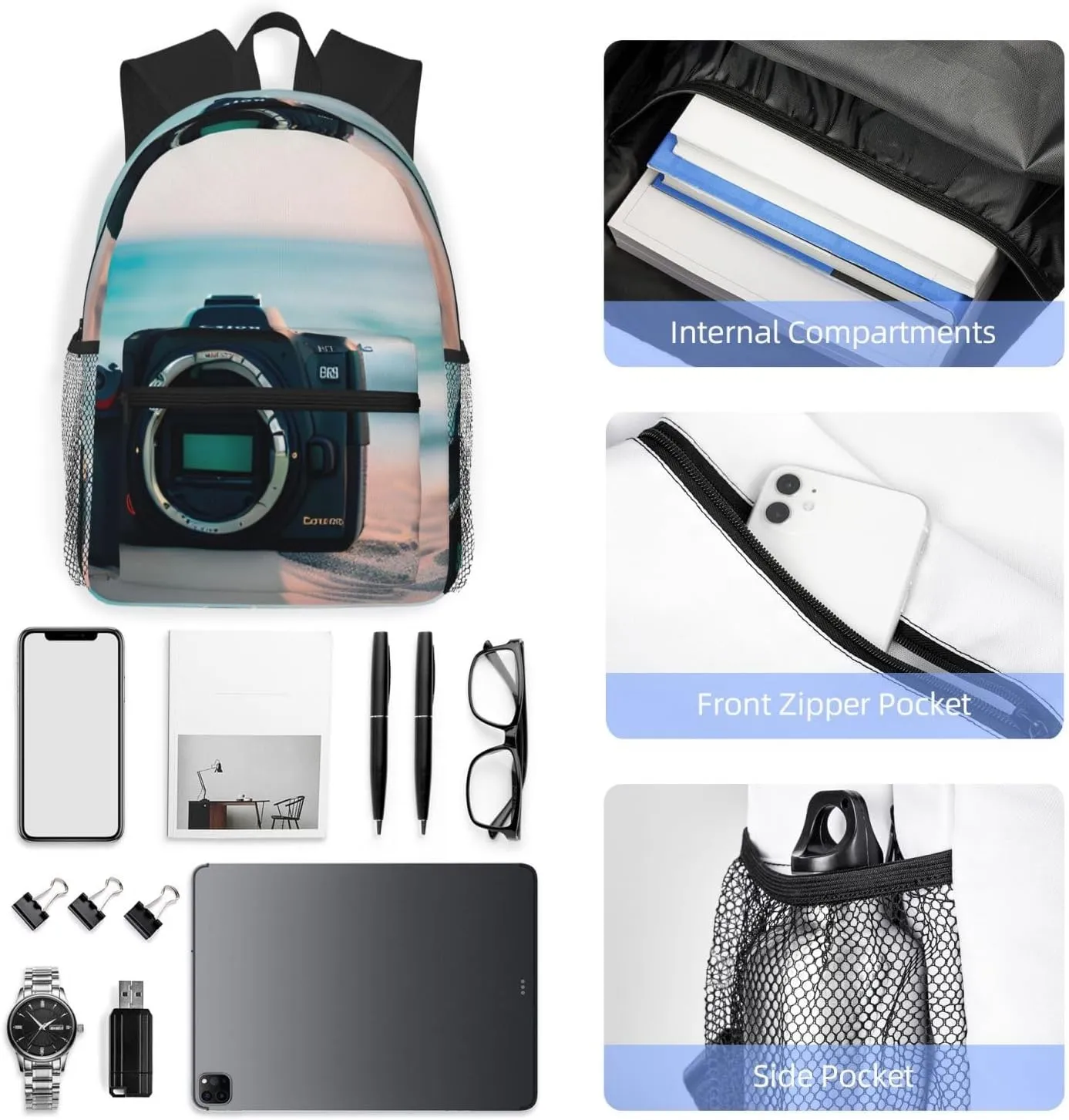 SSIMOO Summer Beach Print Trendy Leisure Backpack Your Ideal Travel Companion,A Must-Have For Outdoor Travels, SB-122