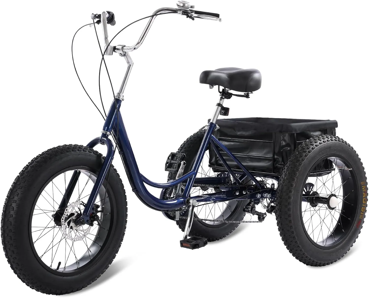 StableRide Fat Tire Adult Tricycle for Seniors, Heavy-Duty 450lb All-Terrain 3-Wheel Bike, 7-Speed, XL Cargo Basket, Dual Disc Brakes – Ultimate Stability & Comfort Trike