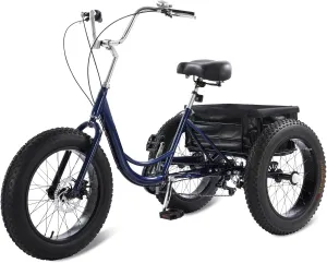 StableRide Fat Tire Adult Tricycle for Seniors, Heavy-Duty 450lb All-Terrain 3-Wheel Bike, 7-Speed, XL Cargo Basket, Dual Disc Brakes – Ultimate Stability & Comfort Trike
