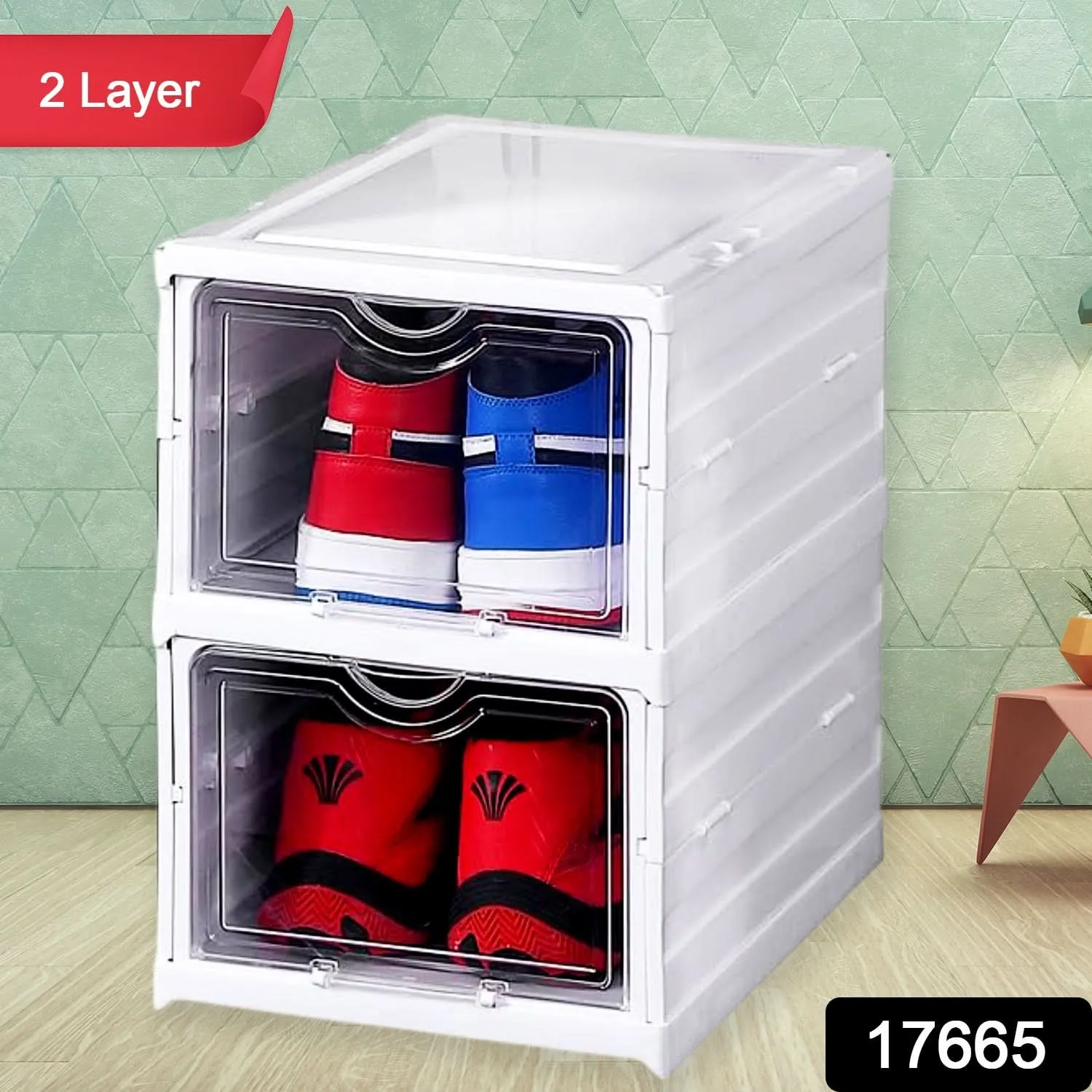 Stackable Foldable 2-Layer Storage Organizer Cart – Multifunctional Utility Rack
