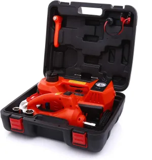STANDTALL Electric Car Jack Kit 5 Ton 12V Car Jack Hydraulic with Impact Wrench and Tire Inflator Pump, Electric Floor Jack Red with LED Light