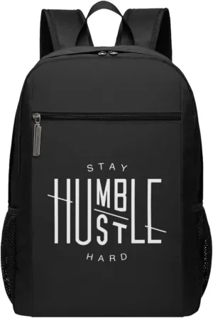 Stay Humble Hustle Hard Travel Laptop Backpack, Business Anti Theft Slim Sturdy Laptops Backpacks, College Computer Bag Gift for Men & Women Fits 17 Inch Notebook,Black