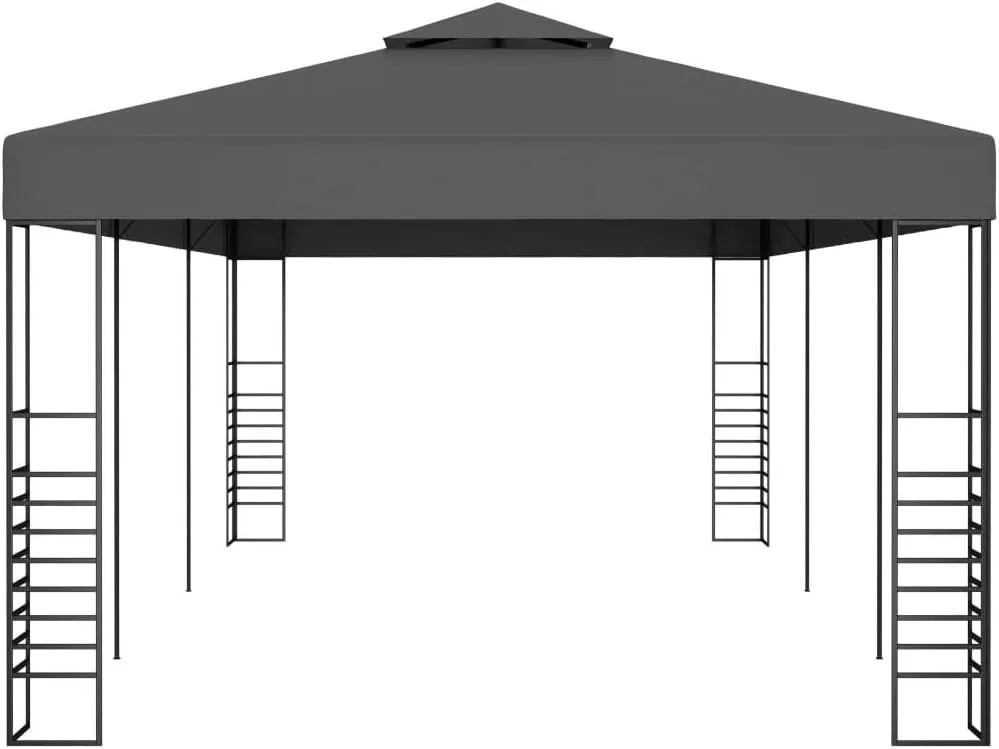 Steel Frame Gazebo with PA Coated Canopy Tent 118.1"x236.2" Outdoor Party Shelter for Backyard Camping BBQ Events Anthracite