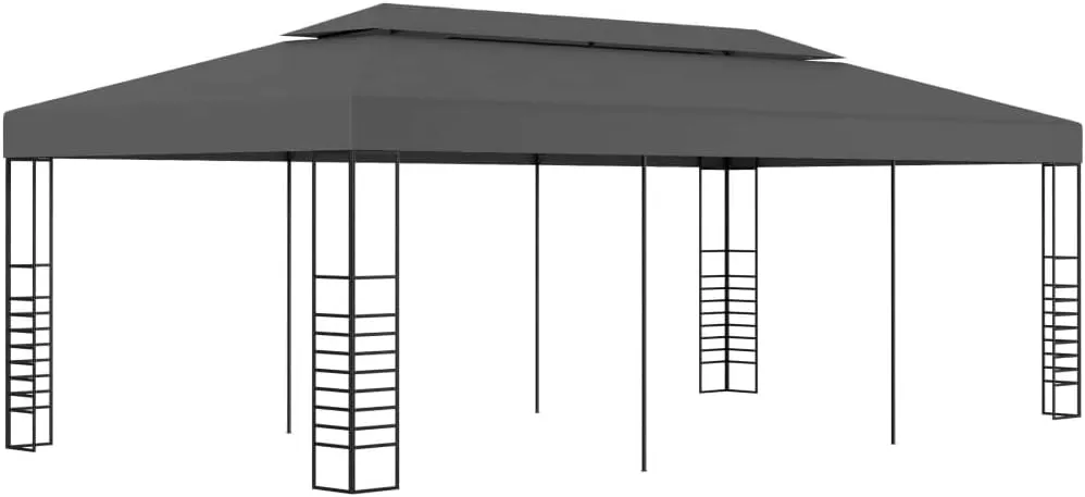Steel Frame Gazebo with PA Coated Canopy Tent 118.1"x236.2" Outdoor Party Shelter for Backyard Camping BBQ Events Anthracite