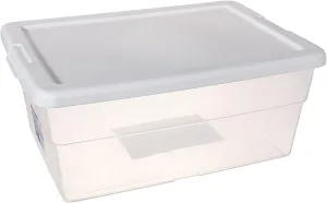 Sterilite 16 Quart Basic Clear Storage Box with White Lid (Pack of 2)