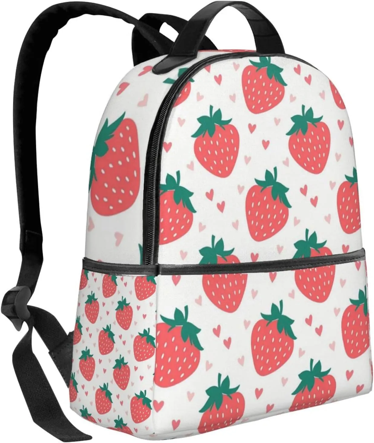 Strawberry Hearts Adult Backpacks 14 Inch Laptop Backpack Double Shoulder Bag for Work Travel Gifts