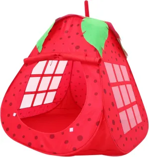 Strawberry Tent Portable Playhouse Foldable Castle Tent for Indoor Fun Creative Imagination Development Easy Setup for Ages