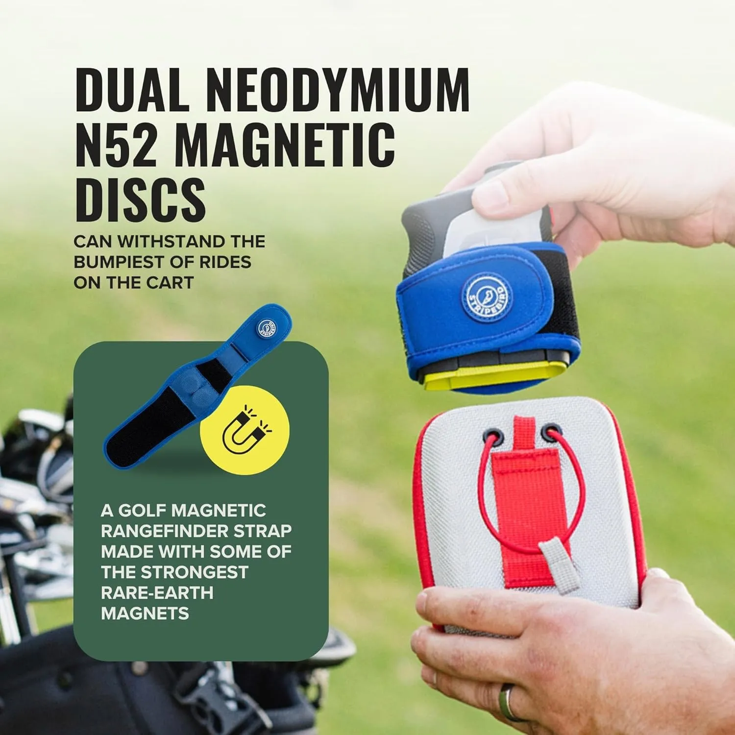 Stripebird 2.0 Slim Golf Rangefinder Magnetic Strap - Form Fitting, No Buckle, Range Finder
