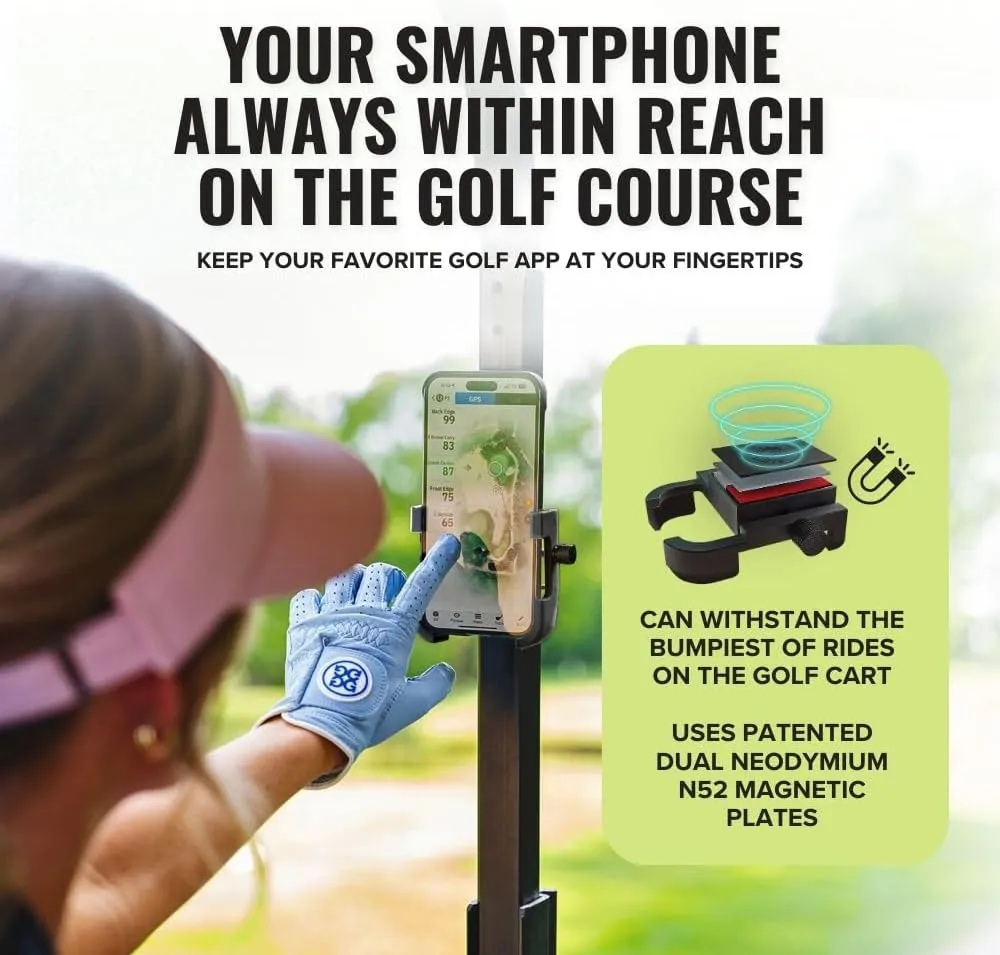 Stripebird - Original Golf Magnetic Phone Holder - Golf Cart Accessory - Slim Smartphone Mount - Store & Access Cell - Ultra Strong Magnet