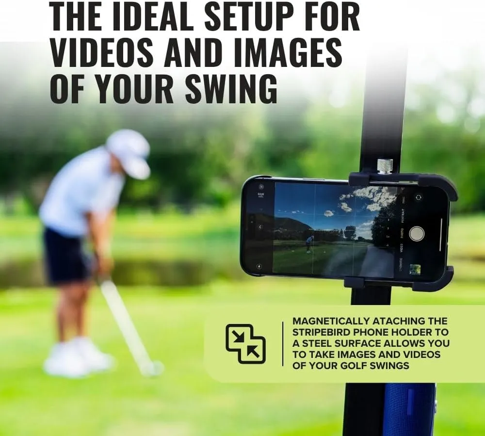 Stripebird - Original Golf Magnetic Phone Holder - Golf Cart Accessory - Slim Smartphone Mount - Store & Access Cell - Ultra Strong Magnet