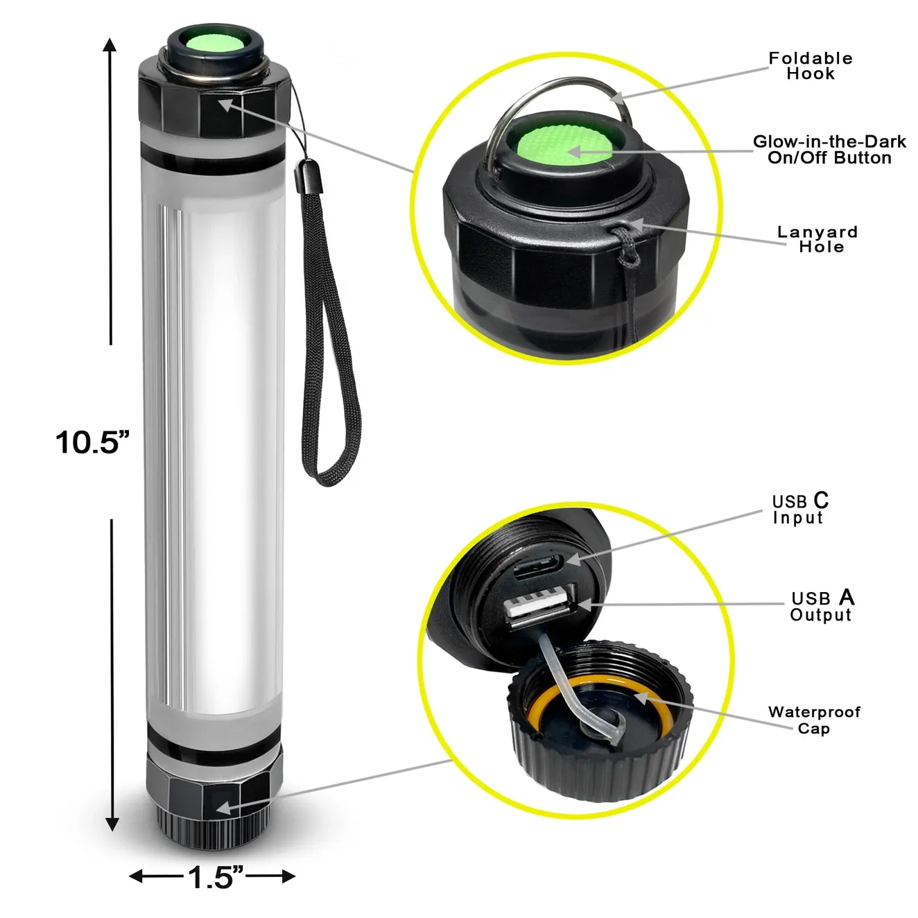 SunJack Waterproof Lightstick with Powerbank (10.5")