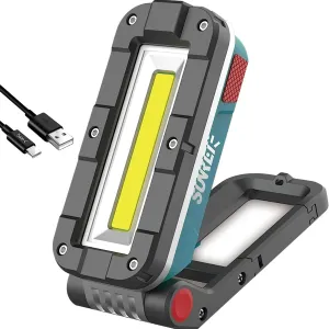 SUNREI LED Rechargeable Magnetic Work Lights, 1000 Lumens, Magnetic Base & Hanging, 7Mode, Flashlight for Job Site & Emergency