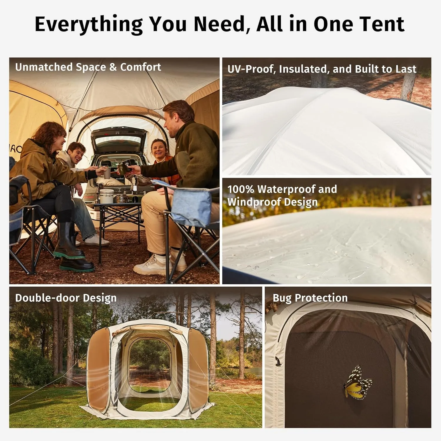 Sunshades Returning customer offer | Waterproof with Screen | Outdoor with Up Shelter Walls Mesh Portable OAK Tent with Carry Patio, Birthday discount and Beach EAST Beige Bag Pop Canopy House Gazebo Camping, 4/6 | for |