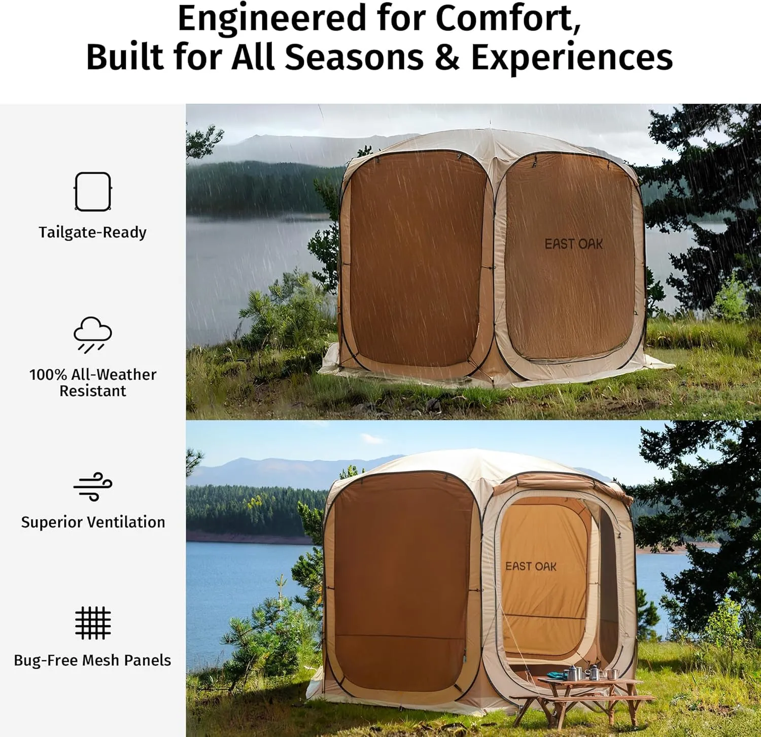 Sunshades Returning customer offer | Waterproof with Screen | Outdoor with Up Shelter Walls Mesh Portable OAK Tent with Carry Patio, Birthday discount and Beach EAST Beige Bag Pop Canopy House Gazebo Camping, 4/6 | for |